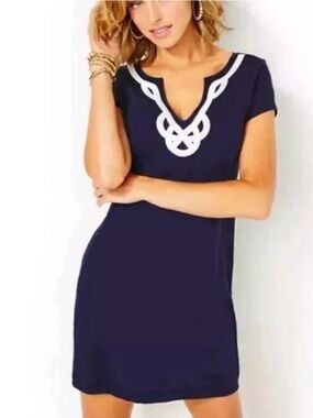 Lilly Pulitzer Brewster Navy White T-Shirt Dress Size XS